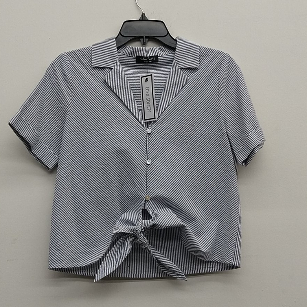 Eden Society Lt. Blue/White Stripe Button Down Tee